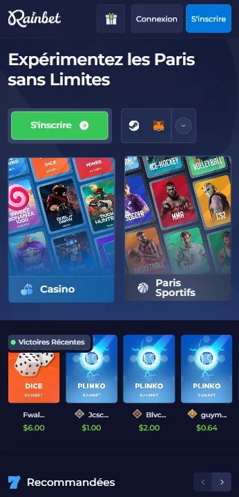 Rainbet jeu mobile