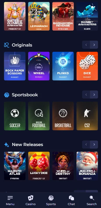 Rainbet mobiel spelen