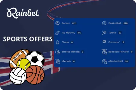 Rainbet sports betting options and live odds