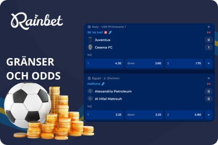 Rainbet gränser och odds för sportspel