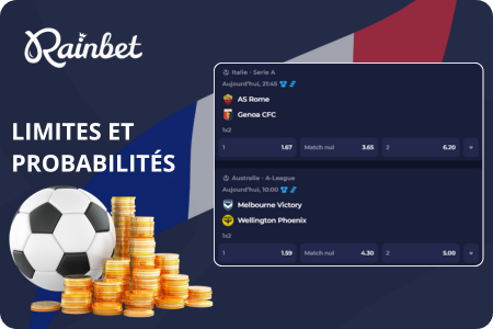 Limites de mise et affichage des cotes Rainbet
