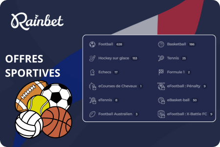 Options de paris sportifs Rainbet et cotes en direct
