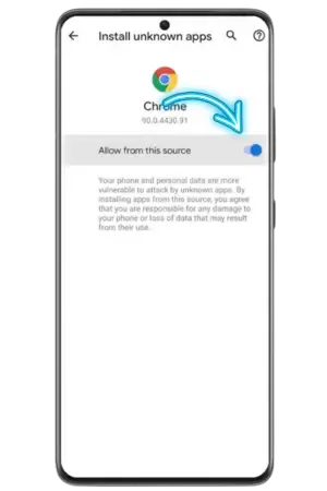 Aktivera installation från okända källor för Rainbet Android app