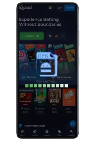 Wacht tot de installatie klaar is – Rainbet app download voltooid