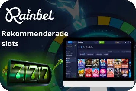 Rainbet casino-gränssnitt som visar flera slotspel i Slots-sektionen.