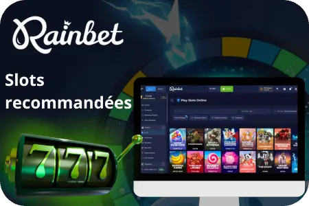 Interface du casino Rainbet affichant plusieurs machines à sous dans la section Slots.