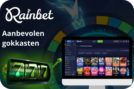 Rainbet casino-interface met meerdere slotgames in de Slots-sectie.